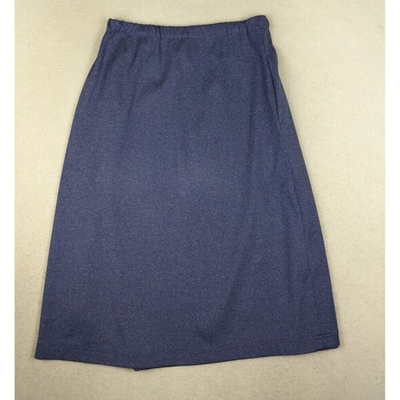 WOMEN'S BLUE ELASTIC WAIST PULL-ON A-LINE MIDI SKIRT - HANDMADE - SIZE L - Picture 5 of 8